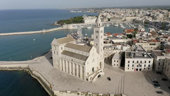 Aerial view of Trani Cathedral, Trani, Apulia, Italy