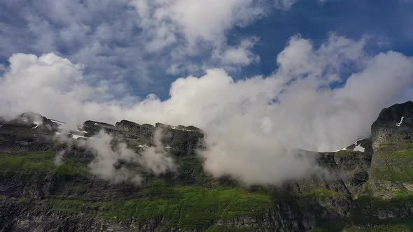 Mountain Cloud Top View Landscape. Beautiful Nature Norway Natural Landscape