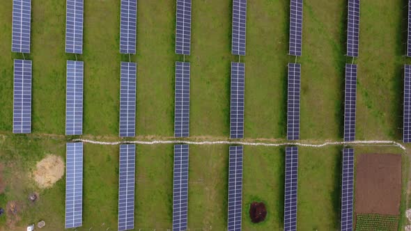 Aerial View of Solar Power Station Aerial Top View of Solar Farm