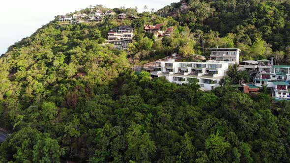 Villas on Green Mountain Ridge. Majestic Drone View of Luxury Villas Located on Green Mountain Range