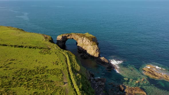 Aerial View of the Great Pollet Sea Arch Fanad Peninsula County Donegal Ireland