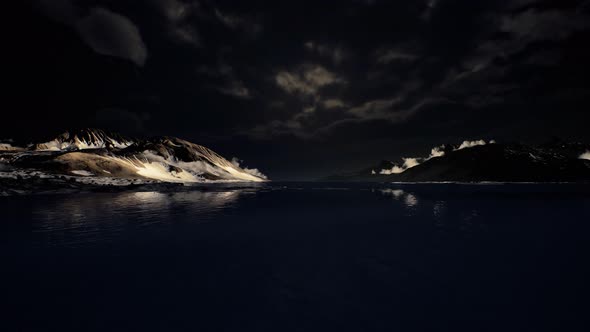 Dramatic Landscape in Antarctica with Storm Coming