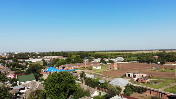 View from the air on the small city.