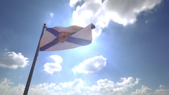 Nova Scotia Flag on a Flagpole V4