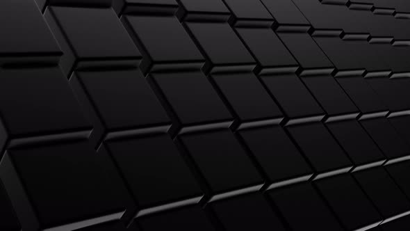 Abstract Moving Black Cubes Animation on Dark Background