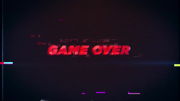 GAME OVER text glitch effects concept for video games screen