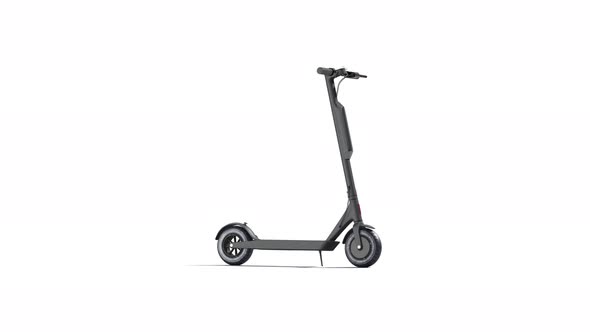 Blank black electric scooter with banner mockup, looped rotation