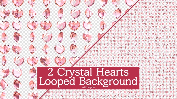 2 Valentine Crystal Hearts Looped Background