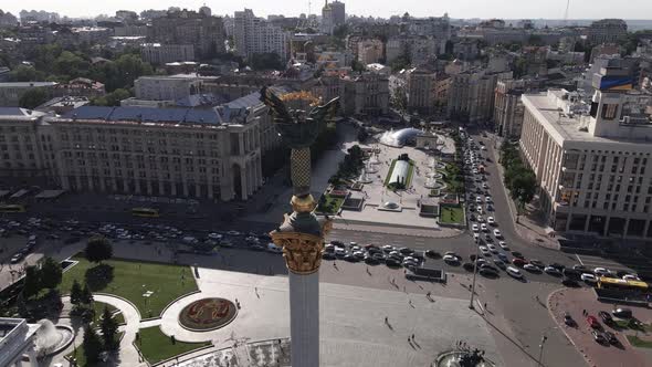 Kyiv. Ukraine: Independence Square, Maidan. Aerial View, Slow Motion