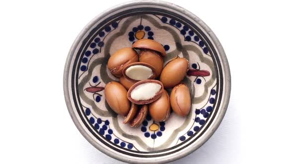 Argan Seeds on a White Background