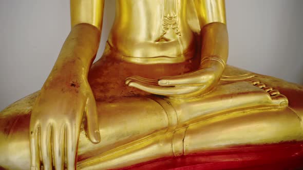 Thailand Gold Buddha Buddhist Statue at Beautiful Bangkok Famous Temple at Wat Pho (Temple of the Re