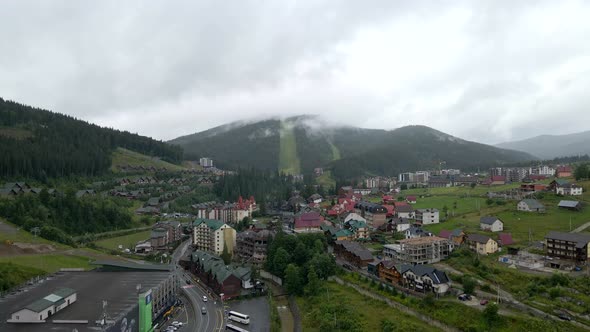 Aerial View of Bukovel in Carpathian Mountains