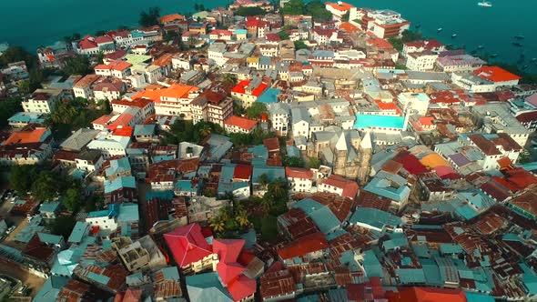 Aerial view of Zanzibar Island in Tanzania.