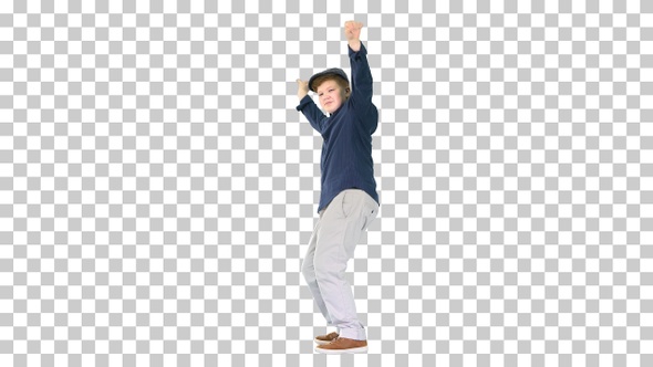 Happy stylish boy doing some cool dancing, Alpha Channel
