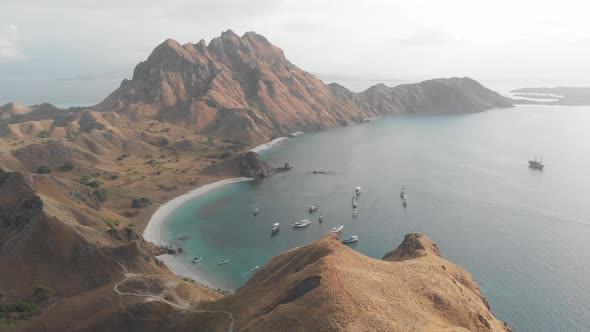 Ocean and mountains from the top of Komodo Island, Indonesia