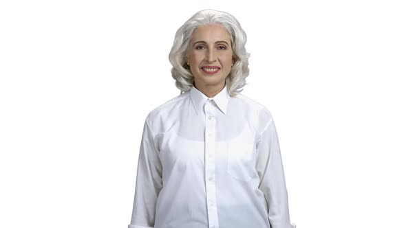 Portrait of Mature Business Woman on White Background