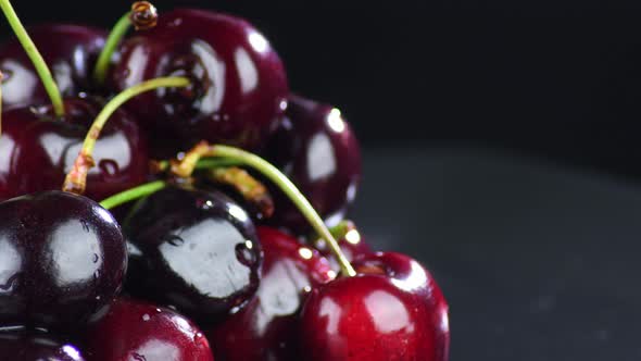 Cherries Fruit on Black Background