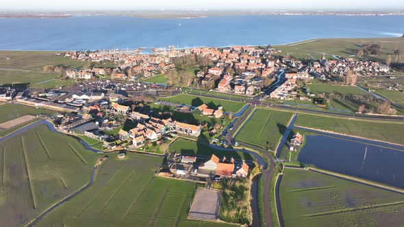 Harbour of Marken Old Historic Characteristic Picturesque Fishing Village Touristic Sight Seeing