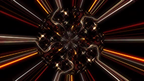 Abstract background moving stripes and flashing with shining light dots. Animation with circles