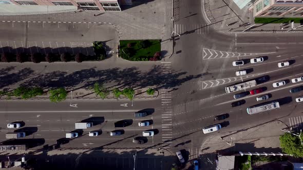 Drone's Eye View - Rush Hour Traffic on City Road