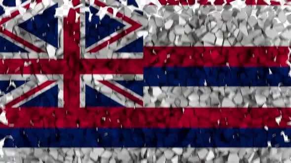 Hawaii State Flag Breaking Rocks Transition