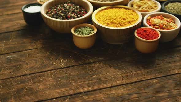 Arrangement of Spices in Small Bowls