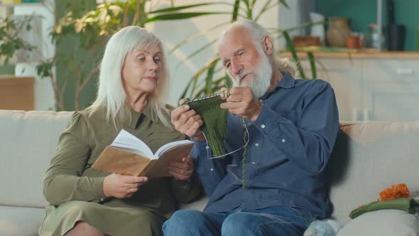 Happy Elderly Couple Spend Time Together at Home Relax Enjoy Leisure Time