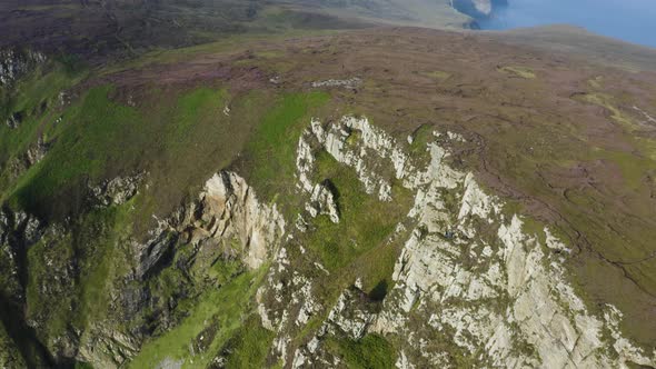 Aerial view of The Horn Head mountains during a sunny day