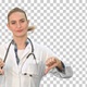 Young female doctor showing thumbs down sign, Alpha Channel - VideoHive Item for Sale