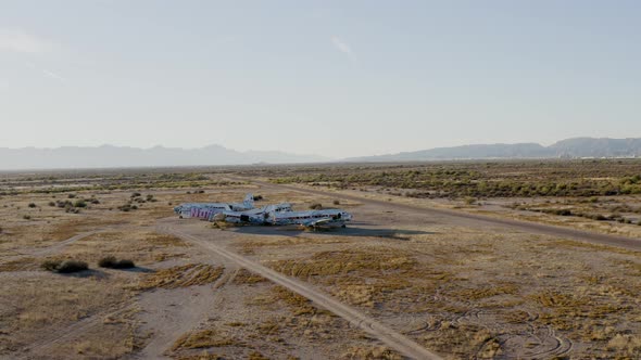 Abandoned Aircraft Decay in the Desert Cinematic Aerial