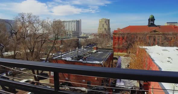 A panoramic video shot taken from the top of a building near downtown Denver Colorado next to the ar