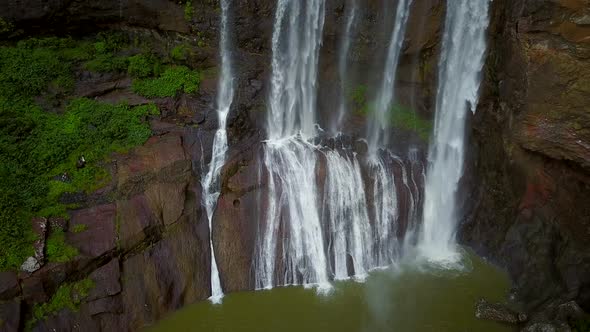 Aerial view of Rochester Falls in Mauritius.