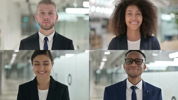 Collage of Young Business People Shaking Head As Yes Sign