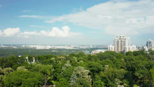 Aerial view of small old european town. Kyiv