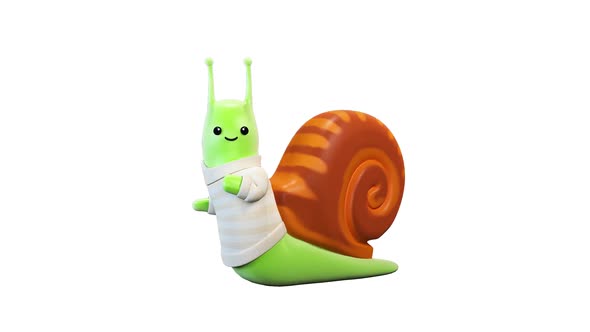 Snail Dancing A Silly Dance on White Background