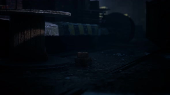 Frightening Abandoned Factory at Night alt