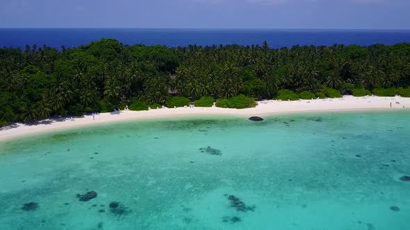 Aerial drone sky of tropical coastline beach journey by water and sand background