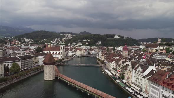 Lucerne Old Town and Reuss River 