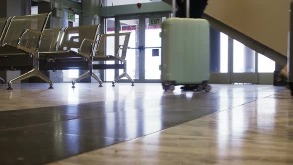 Passengers walking with their luggage