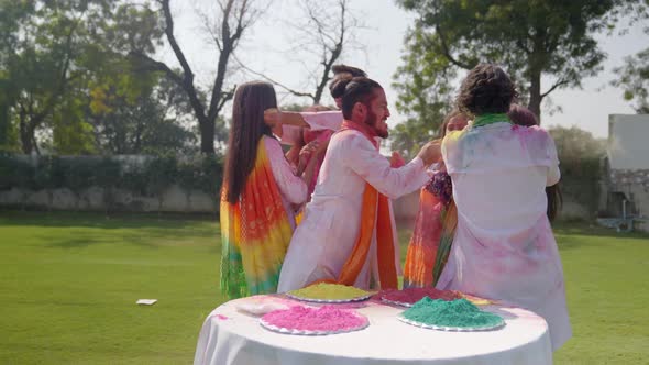 Indian people celebrating Holi festival