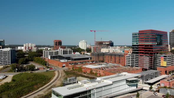 Drone shot of downtown Raleigh North Carolina