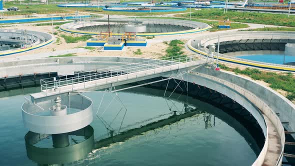 Circular Clarifiers Located at a Massive Sewage Water Cleaning Facility