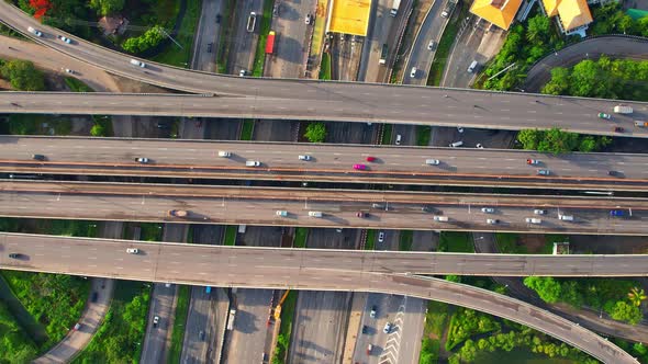 4K footage : aerial view from a drone flying over expressway