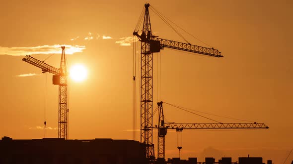 Construction Site at Orange Sunset