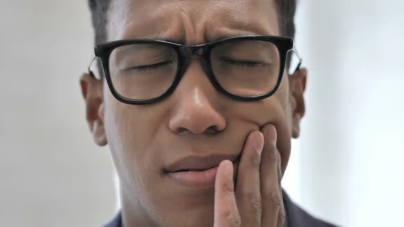 Toothache Close Up of Face of African Man with Tooth Pain