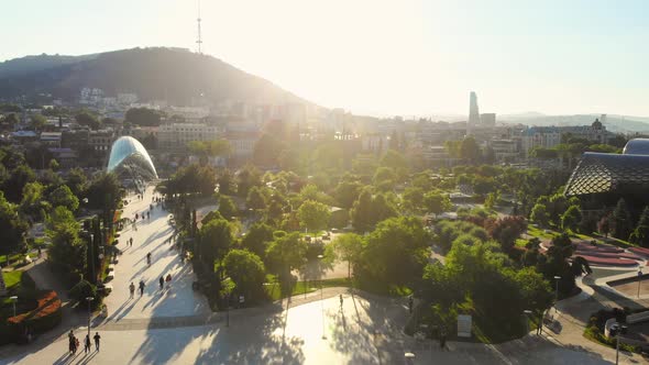 People Walk In Rike Park, Tbilisi