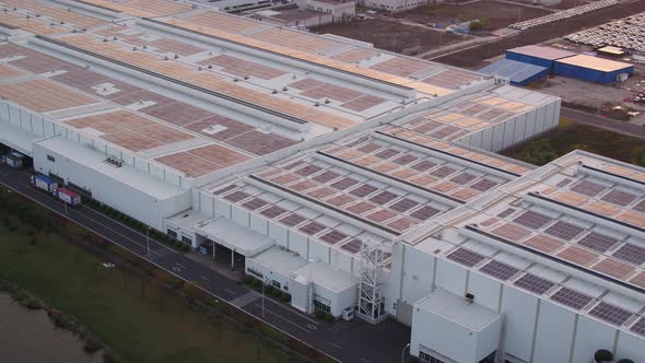 Solar power station on factory rooftop