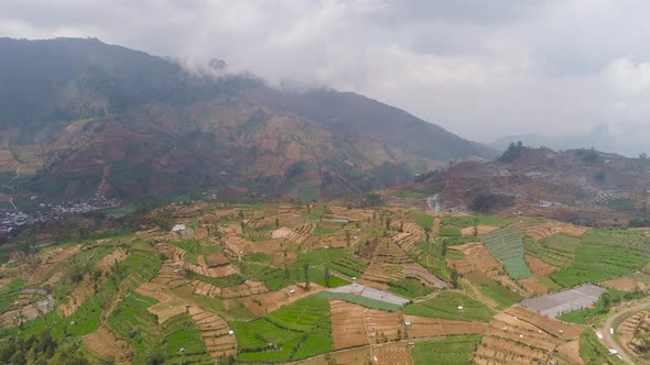 Tropical Landscape with Farmlands in Mountains