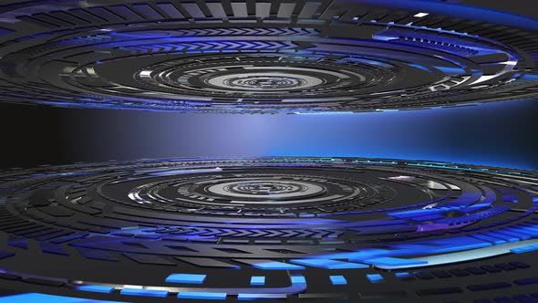 Futuristic Circle Platform Abstract Pattern On A Blue Background Loop