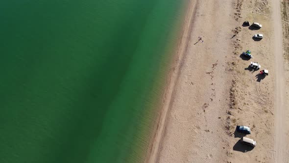 Aerial View of Wild Sea Coast with Sandy Beach